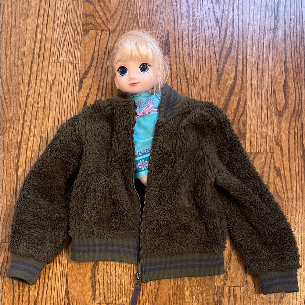 Olive green fuzzy jacket